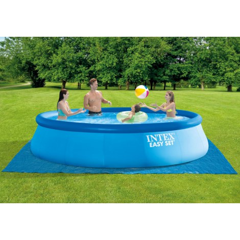 Intex | Easy Set Pool Set with Filter Pump, Safety Ladder, Ground Cloth, Cover | Blue - 2